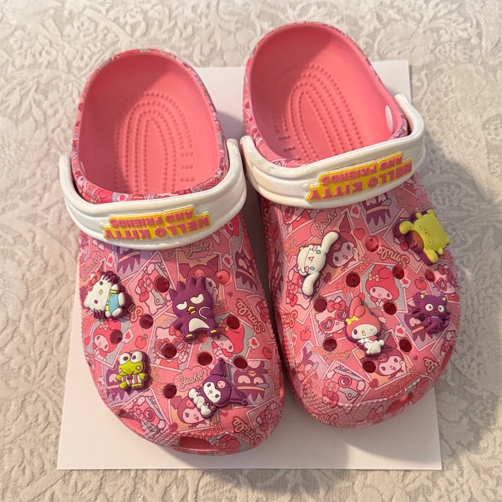 CROCS Pink Women Slippers with Fun Characters